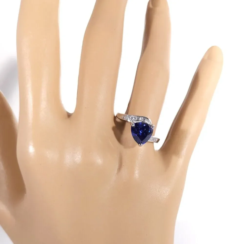Tanzanite 3.4 Carats Ring Sterling Silver Size 6.75